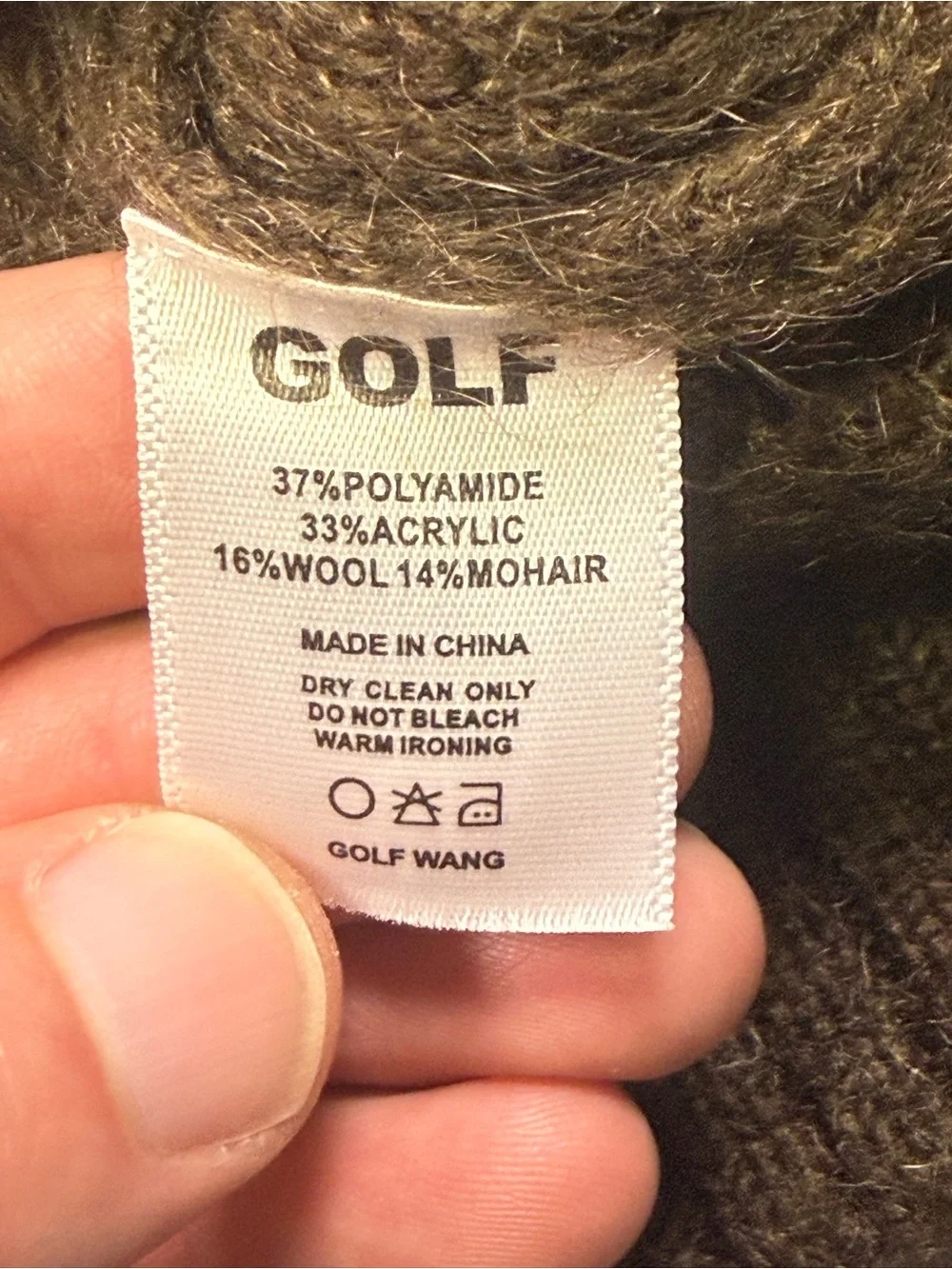 EUC Golf Wang Stab Mohair Brown Crewneck Sweater with White GOLF Logo - M